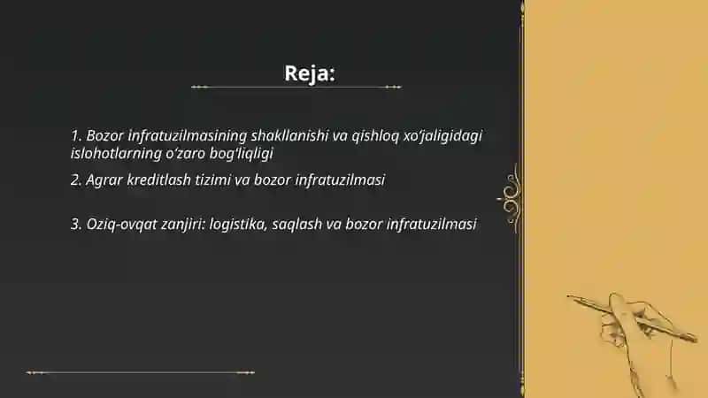 Bozor infratuzilmasining shakllanishi va qishloq xo'jaligidagi islohotlar 2
