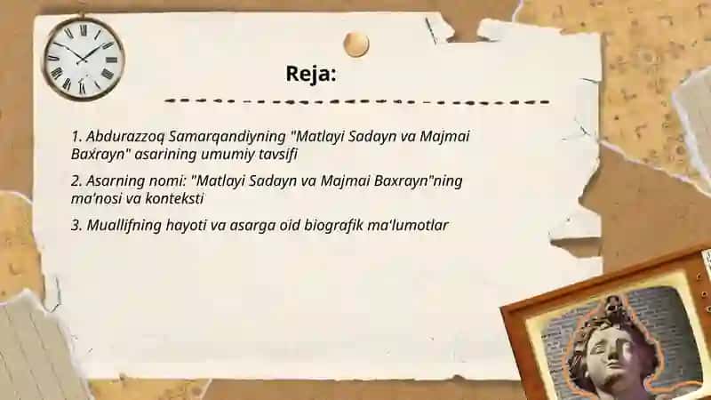 Abdurazzoq Samarqandiyning Matlayi Sadayn va Majmai Baxrayn 2