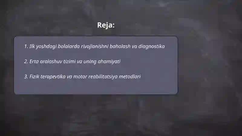 Ilk yoshdagi bolalarning reabilitatsiyasi 2