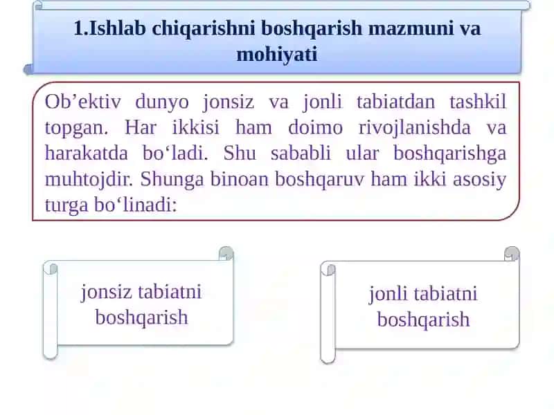 Ishlab chiqarishni boshqarish 2
