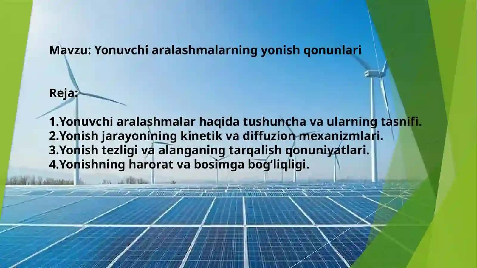 Yonuvchi aralashmalarning yonish qonunlari 2