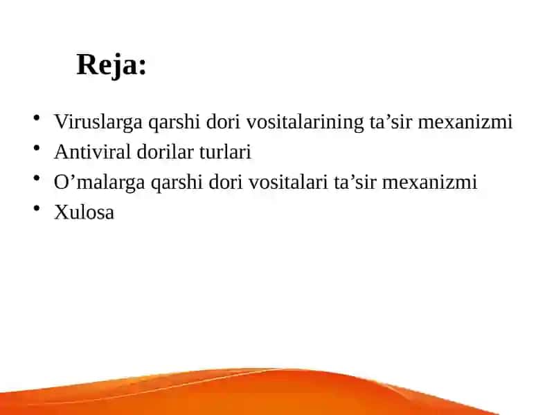 Viruslarga qarshi dori vositalarining ta’sir mexanizmi 2