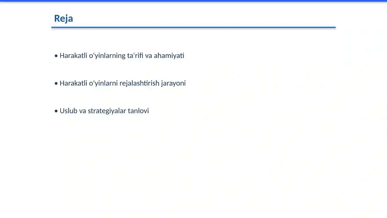 HARAKATLI O'YINLARNI REJALASHTIRISH VA NAZORAT QILISH 2