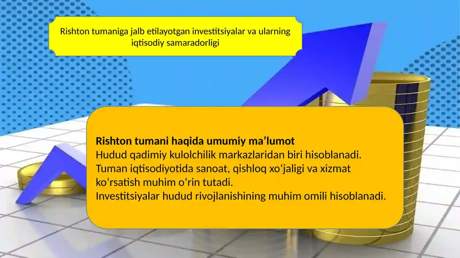 Rishton tumani investitsiyalari 2