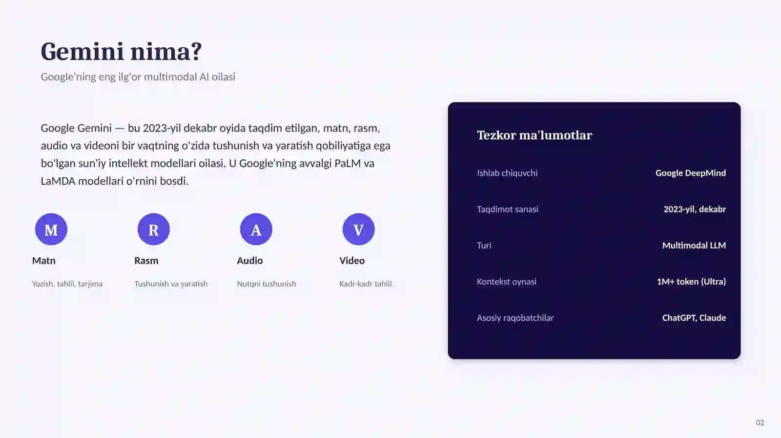 Google Gemini — Sun'iy Intellekt haqida 2