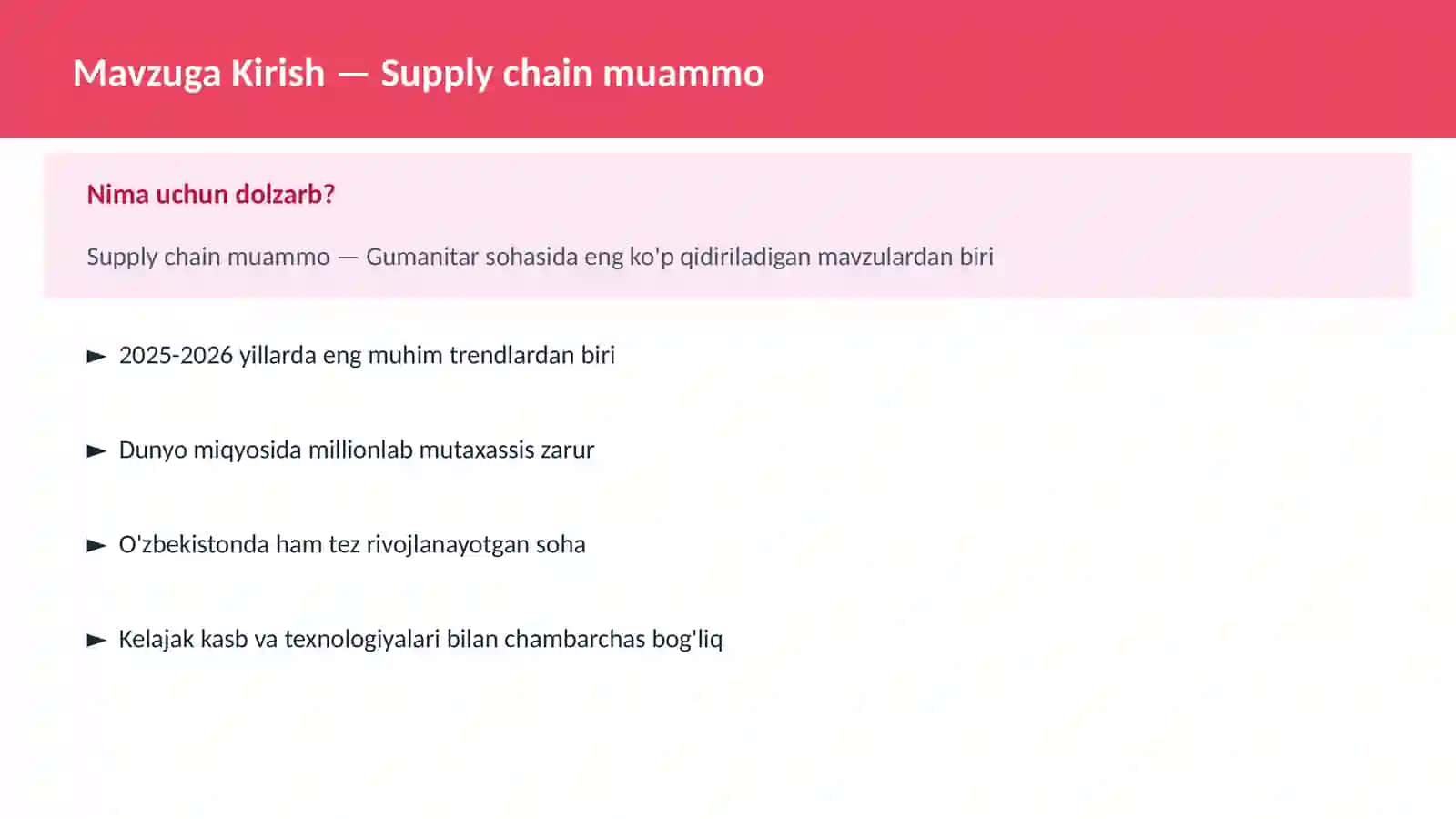 Supply chain muammo 2