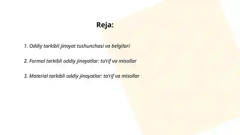 Oddiy tarkibli jinoyatlar tushunchasi turlari 2