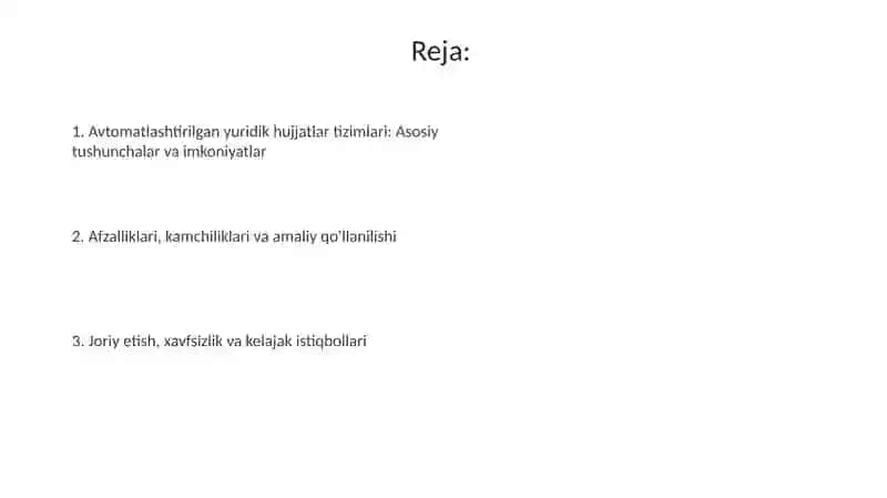 MAVZU. YURIDIK HUJJATLARNIAVTOMATLASHTIRISH TIZIMLARI 2