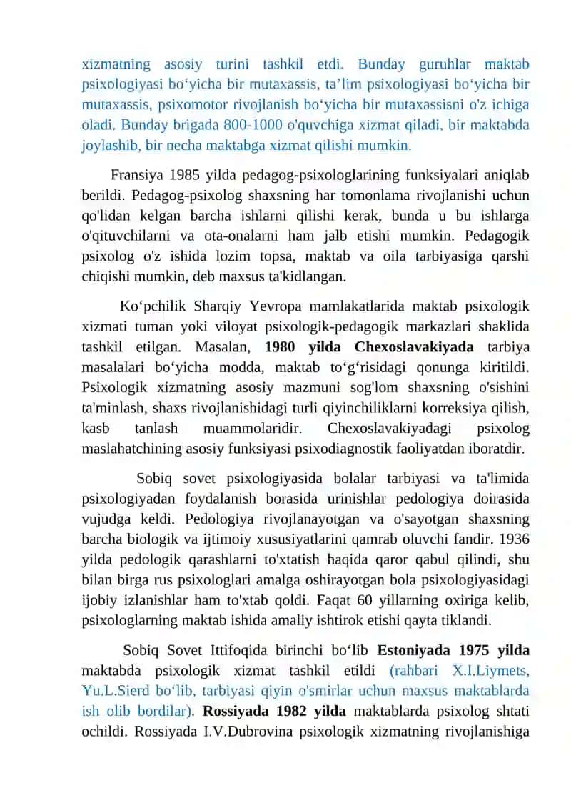 PSIXOLOGIK XIZMATNI TASHKIL ETISHNING UMUMIY MEZONLARI 2