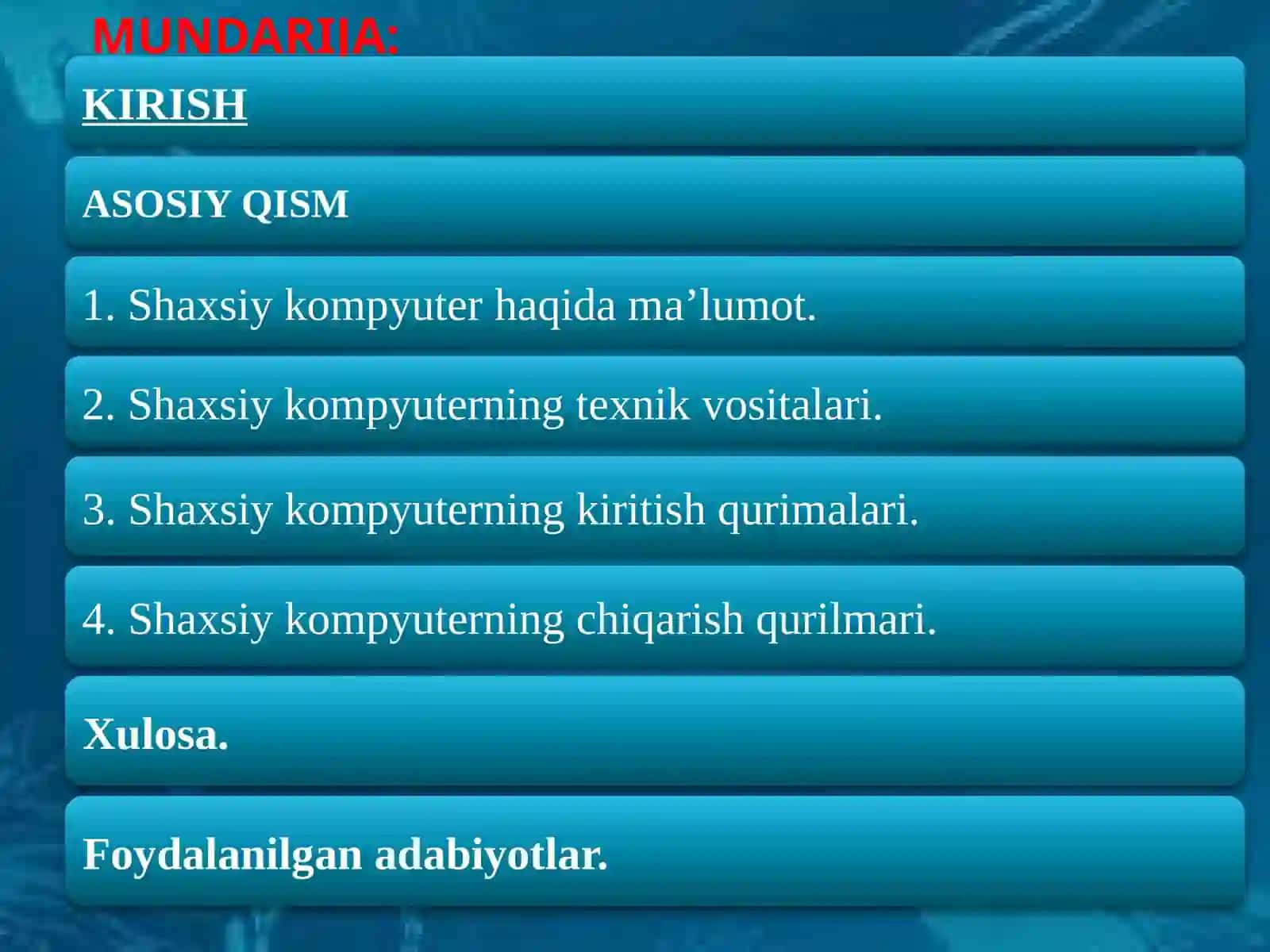 Shaxsiy kompyuterning kiritish-chiqarish qurilmalari 2