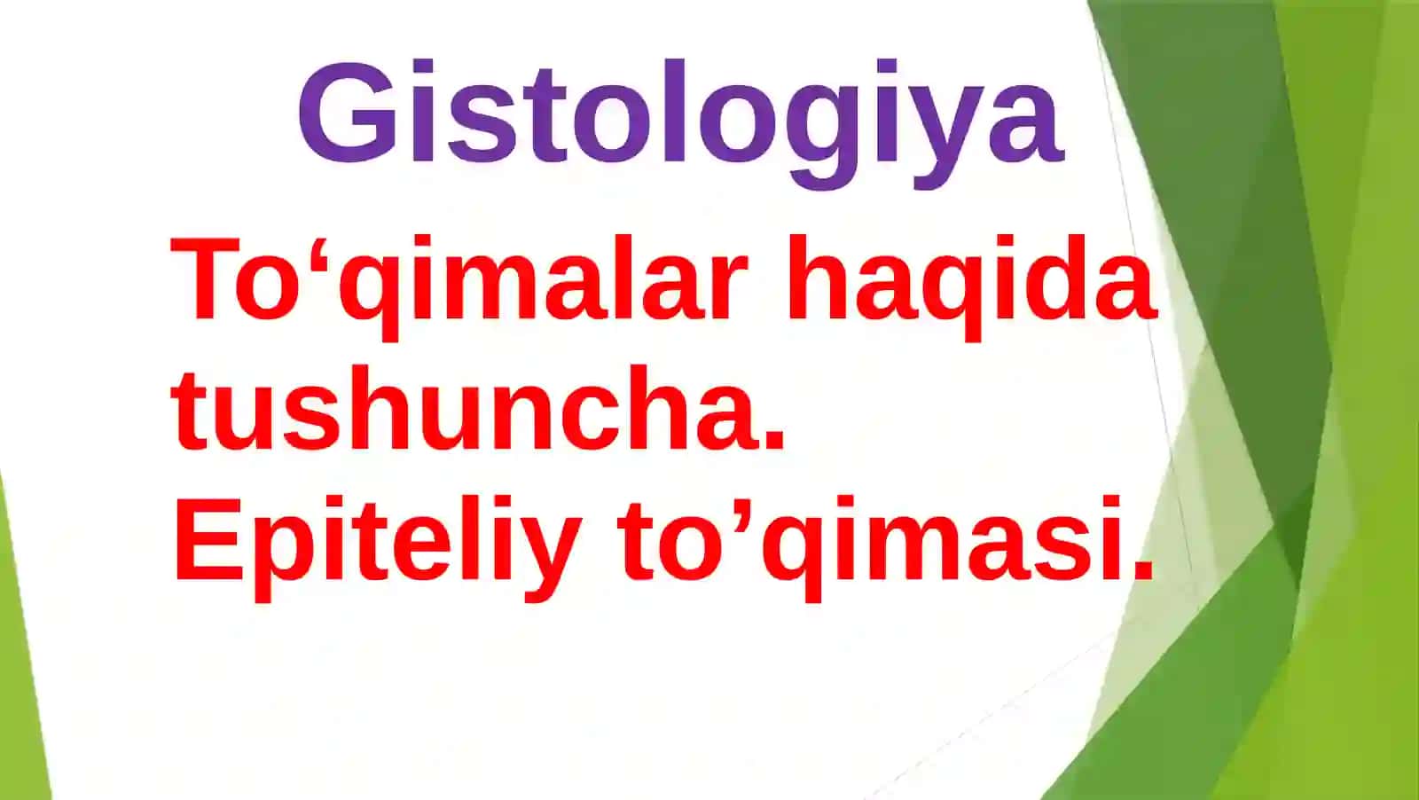 Gistologiya: Mamadaliyev S.U 2