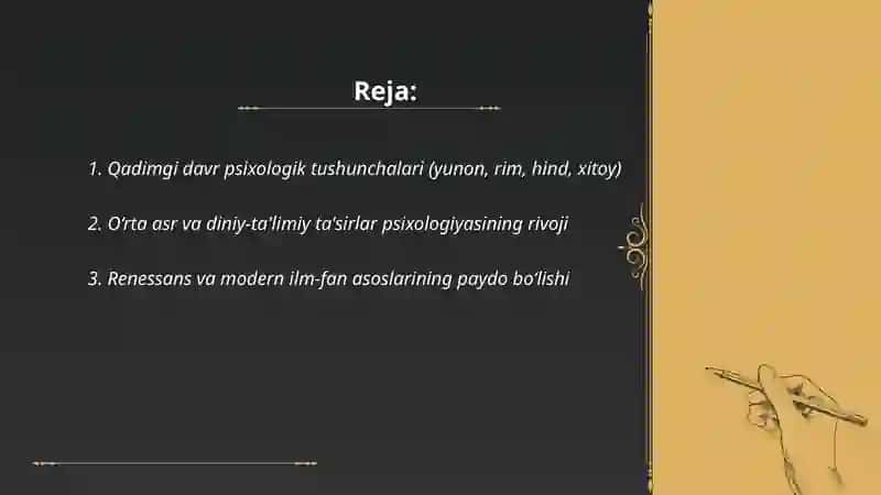 Umumiy psixologiya fanining tarixiy rivojlanish bosqichlari 2