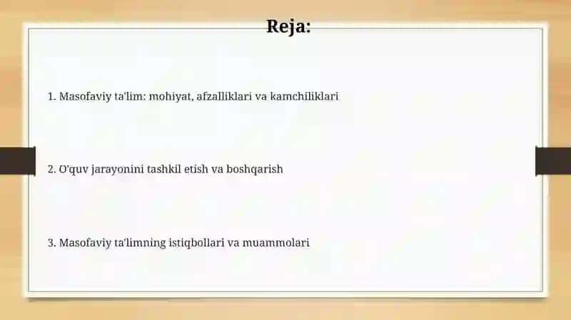 Masofaviy ta'limni tashkil etish va boshqarish 2