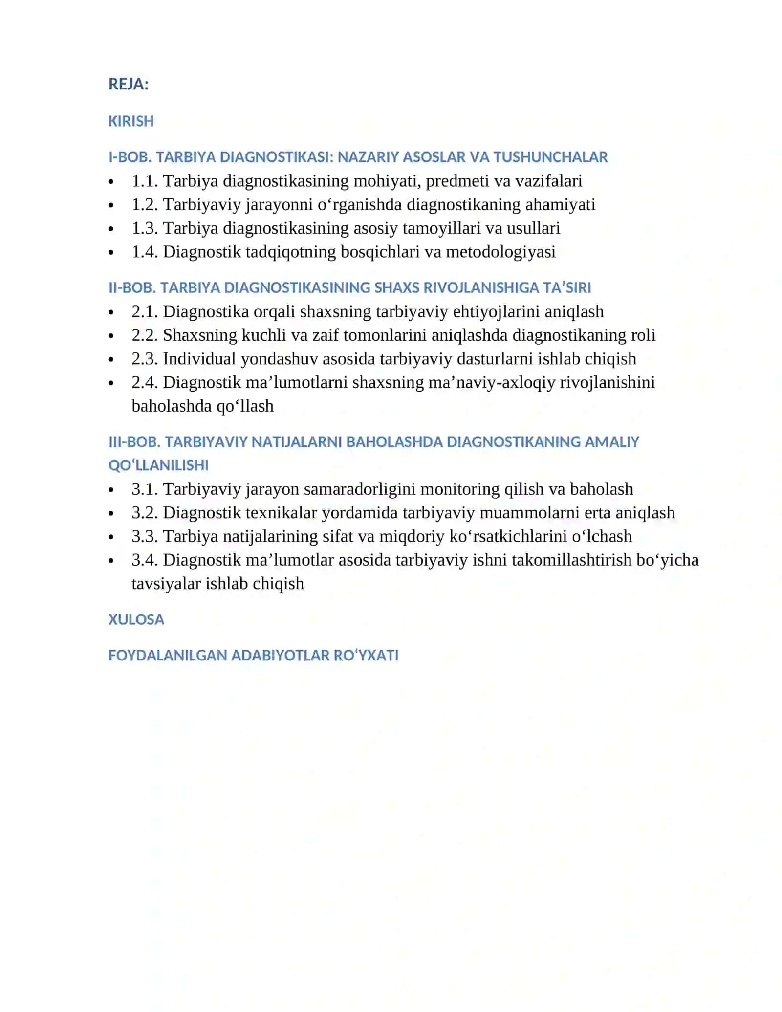 Tarbiya diagnostikasining shaxs tarbiyasidagi oʻrni 2