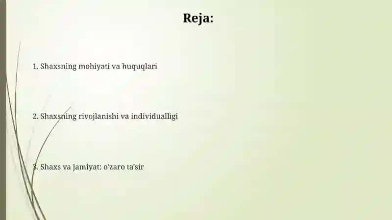 Shaxsning mohiyati va huquqlari 2