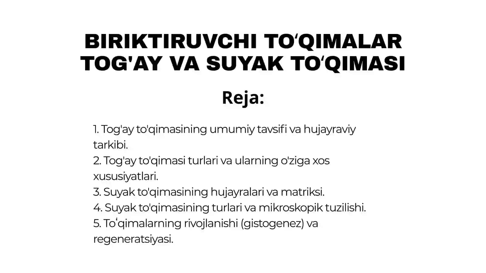 BIRIKTIRUVCHI TOʻQIMALAR TOG'AY VA SUYAK TOʻQIMASI 2
