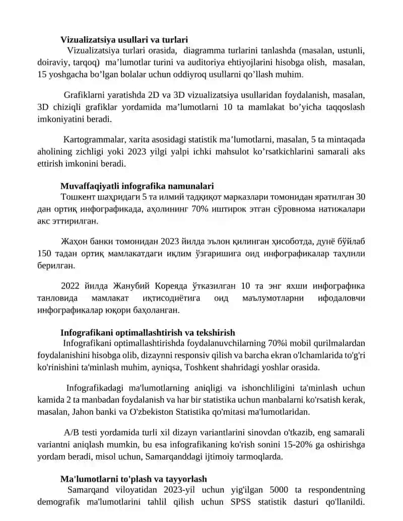 Raqamli tehnologiyalar yordamida statistik malumotlarni shaknlantirish (infografika yaratish) 2