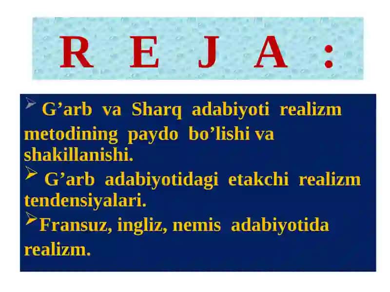 XIX ASR REALIZM ADABIYOTI 2