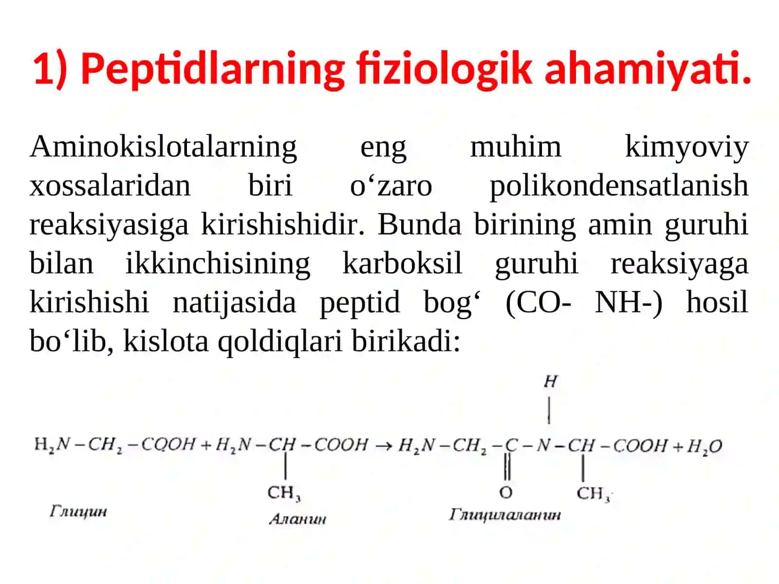 Peptidlar haqida tushunchalar va ularning fiziologik ahamiyati 2