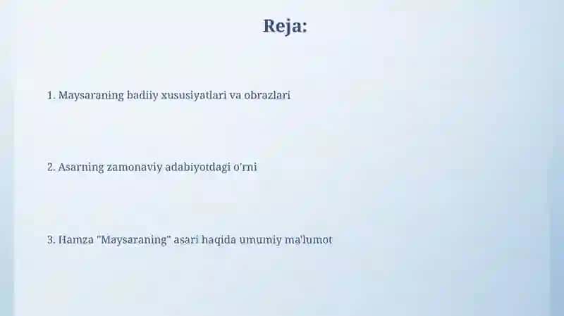 Hamza "Maysaraning ishi" asari 2