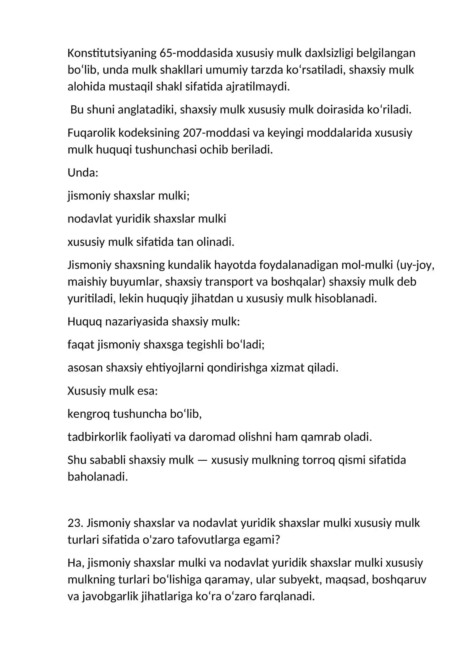 Xususiy mulkning mulkiy munosabatlar tizimi 2