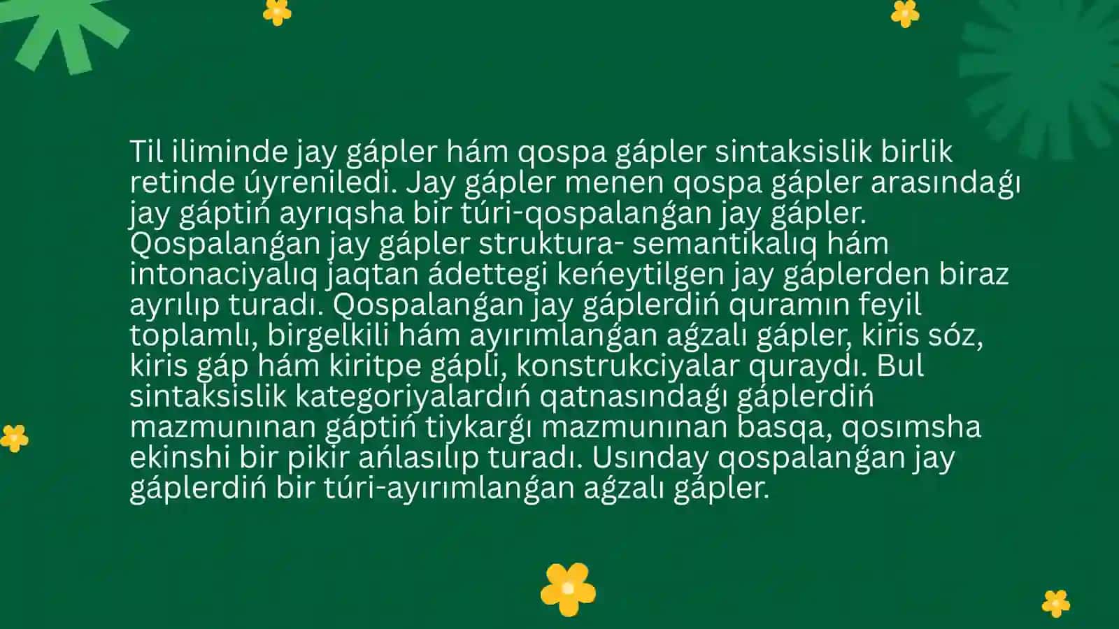 Yusupov shiǵarmalarında feyil toplamlı ayırımlanǵan aǵzalı gápler 2