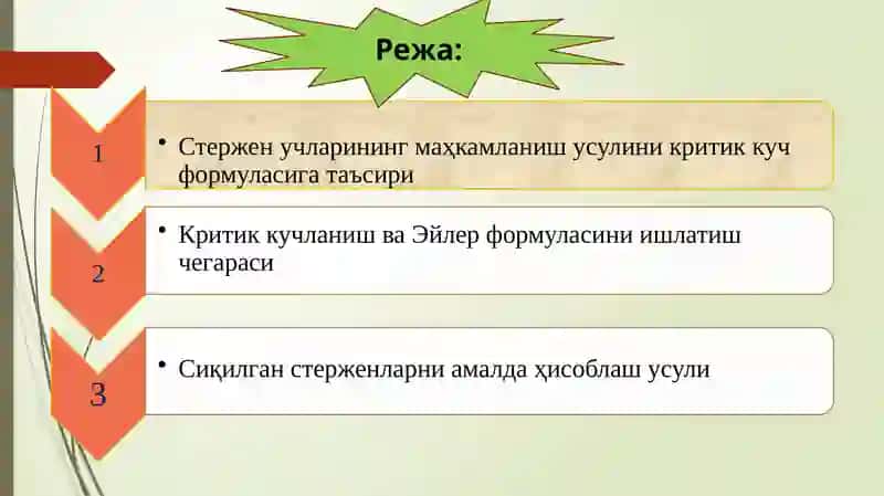 Критик кучланиш ва Эйлер формуласининг қўлланиш чегараси 2