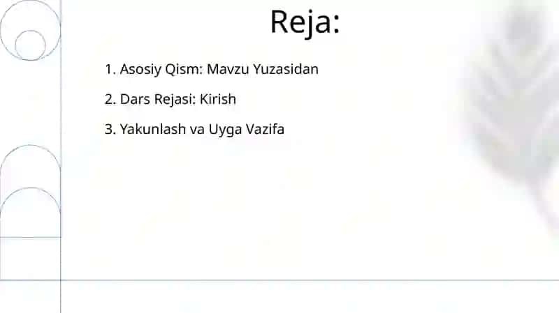 45 minutli dars uchun dars taqsimoti yaratish 2
