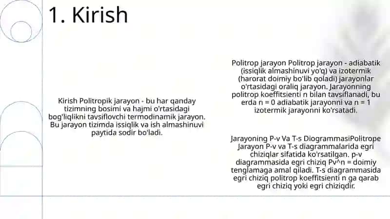 Politrop Jarayon. Jarayoning Pv Va Ts Diogrammasi 2