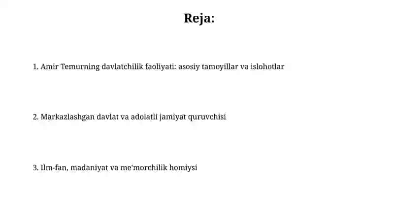 Amir Temur davlatchilik asoslari 2