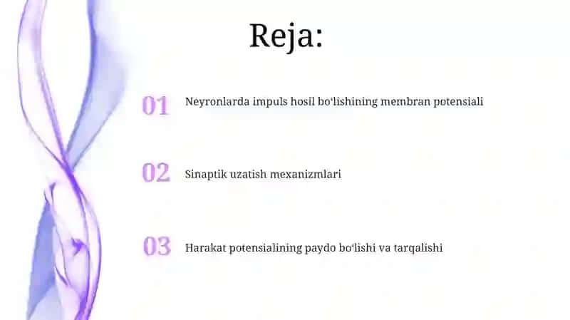 Neyronlarda nerv impulslarini hosil boʻlishi mexanizmlari 2