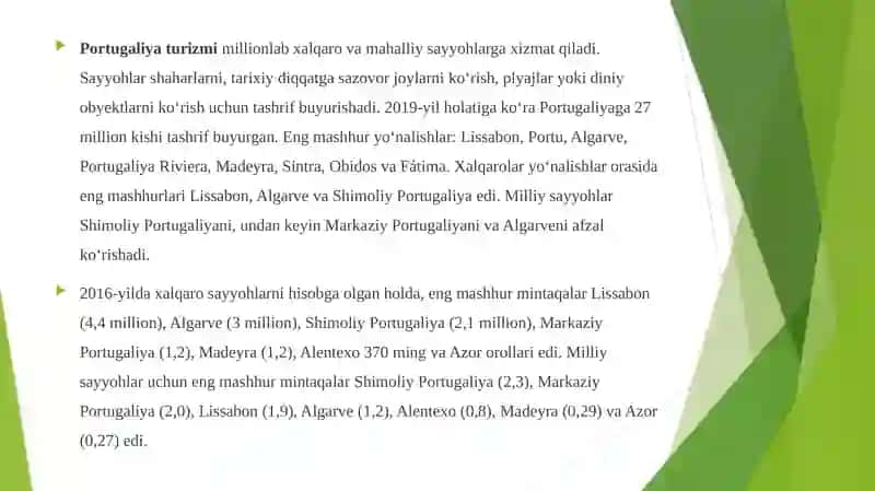 Partugaliyadavlatiningengrivojlanganturizmi 2