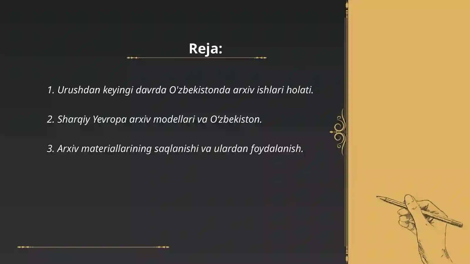 Urushdan keyingi davrda O'zbekistonda arxiv ishi 2
