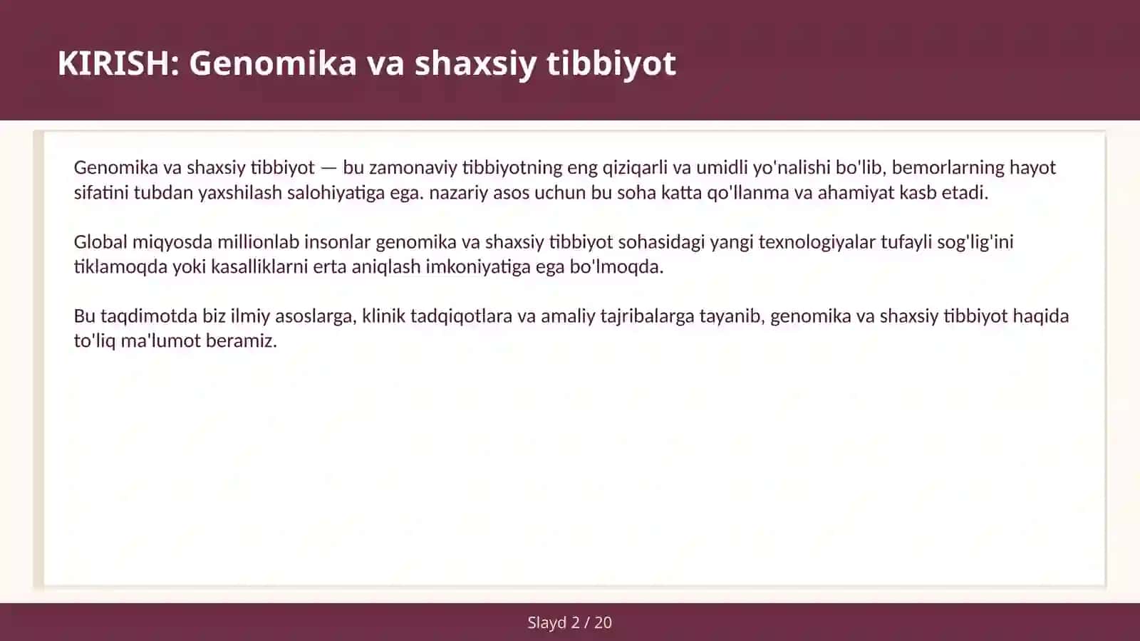 Genomika va shaxsiy tibbiyot 2