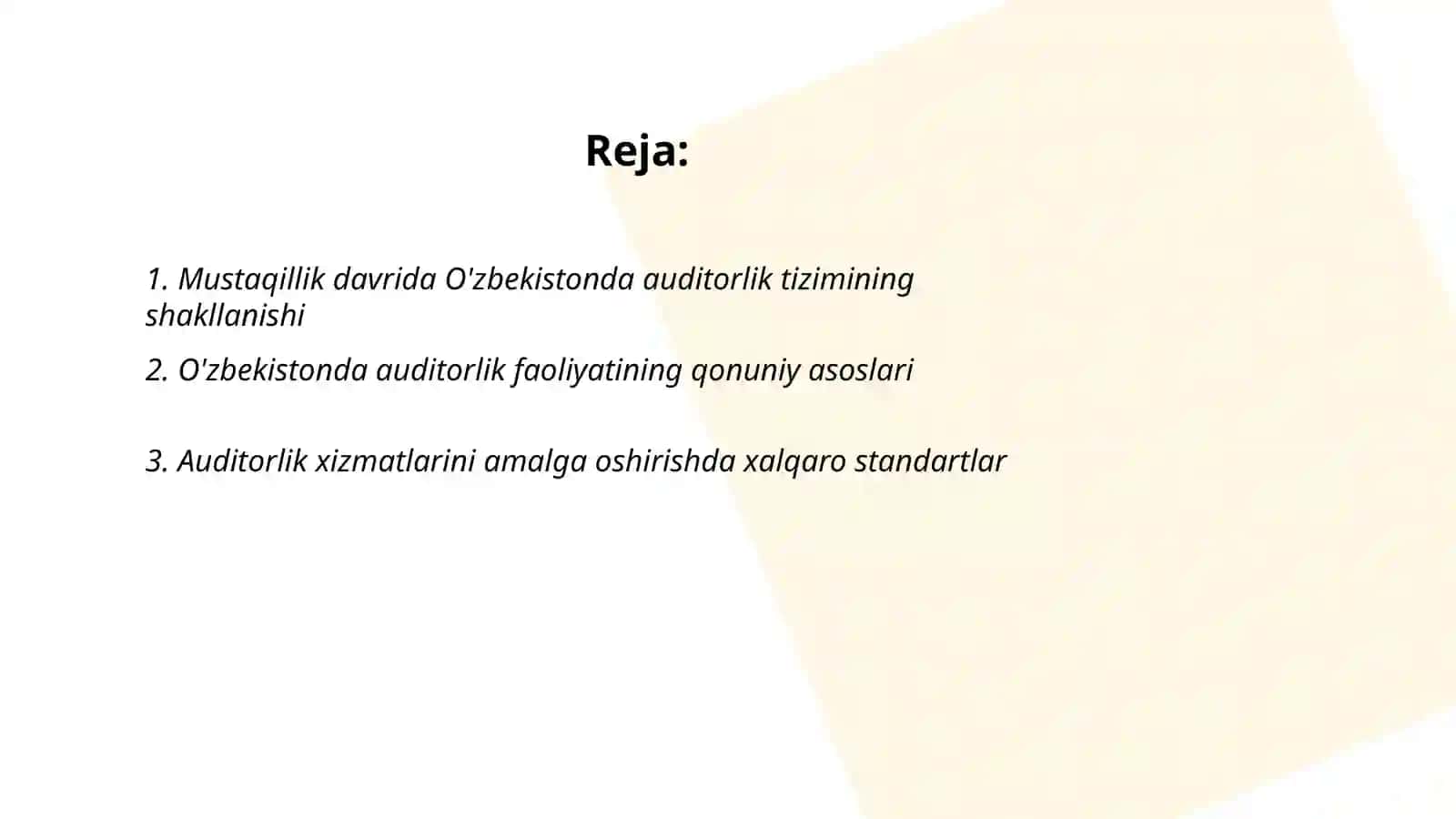 Mustaqillik yillarida O'zbekistonda auditning rivojlanishi bosqichlari 2