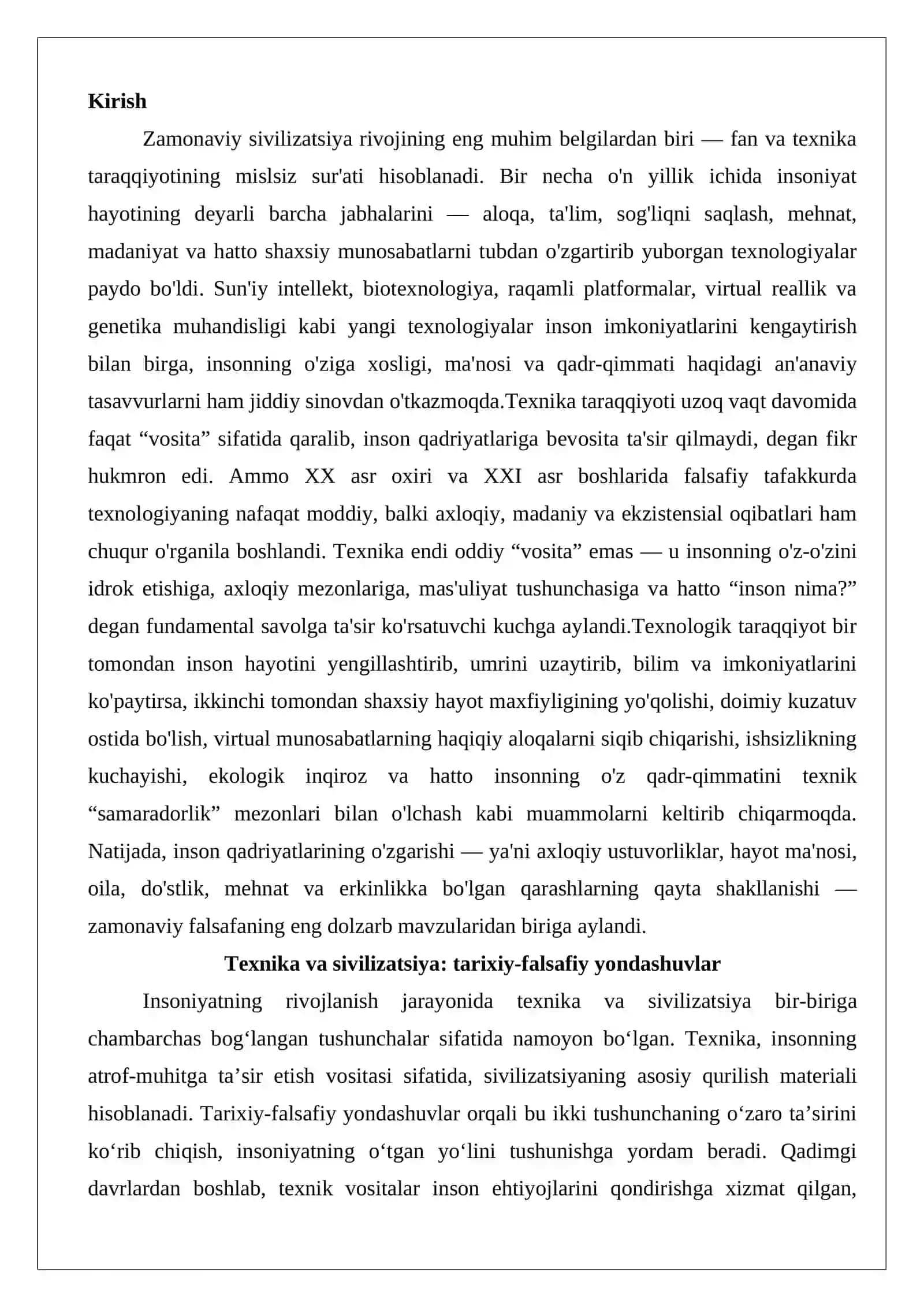 Texnika taraqqiyoti fonida inson qadriyatlarining o‘zgarishi 2