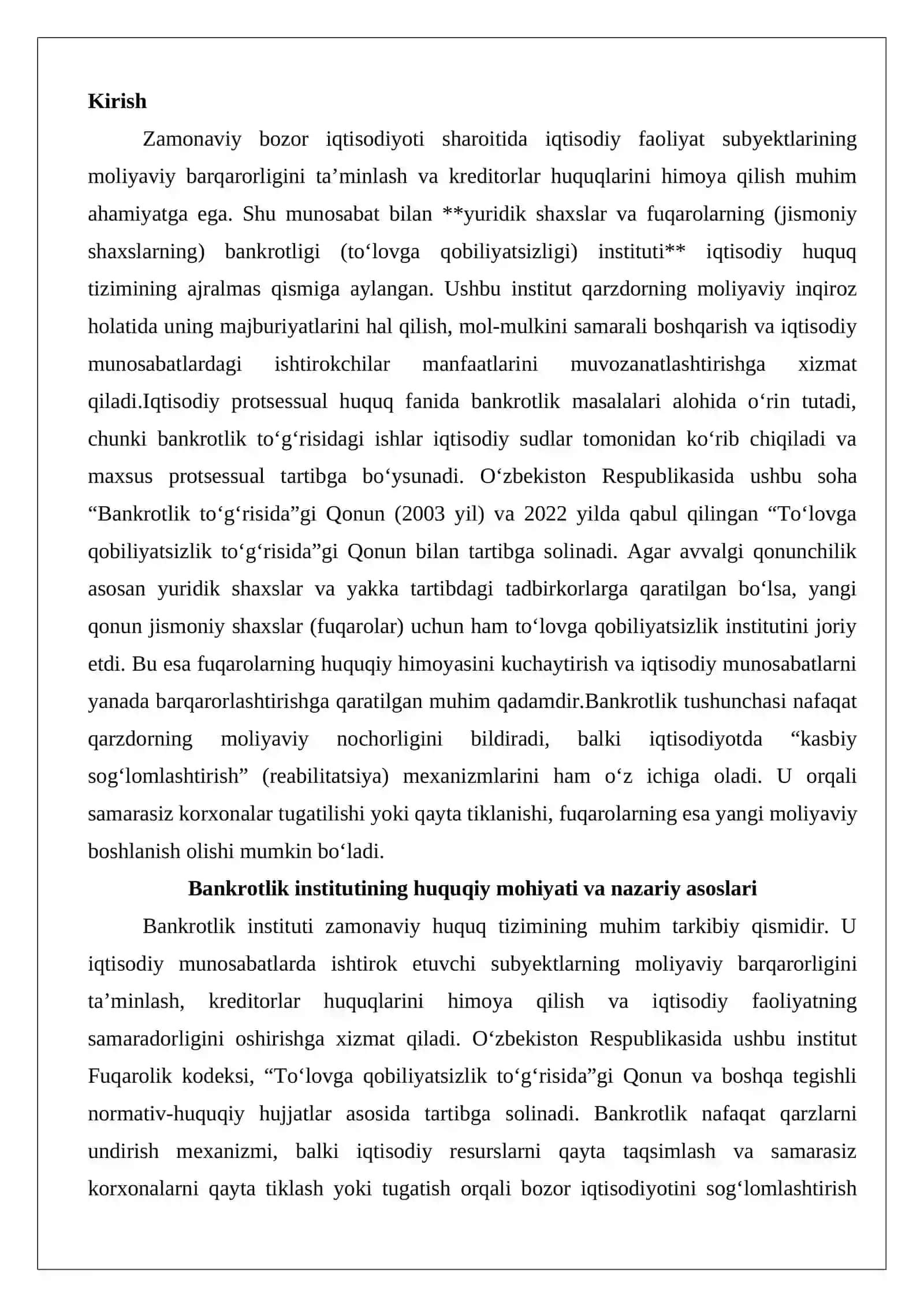 Yuridik shaxslar va fuqarolarning bankrotligi tushunchasi 2