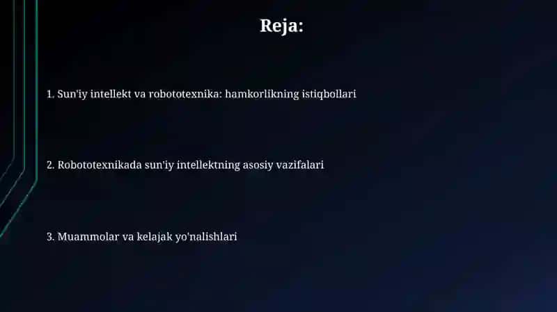 Sun'iy intellekt va robototexnika 2
