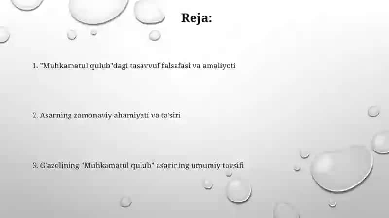 Abu Homid Gazzoliyning''Muhokamatulqulub'' asaribo'yicha essetayorlash 2