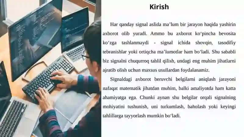 Signallarning axborot beruvchi belgilarini ajratib oluvchi dastur tuzish 2