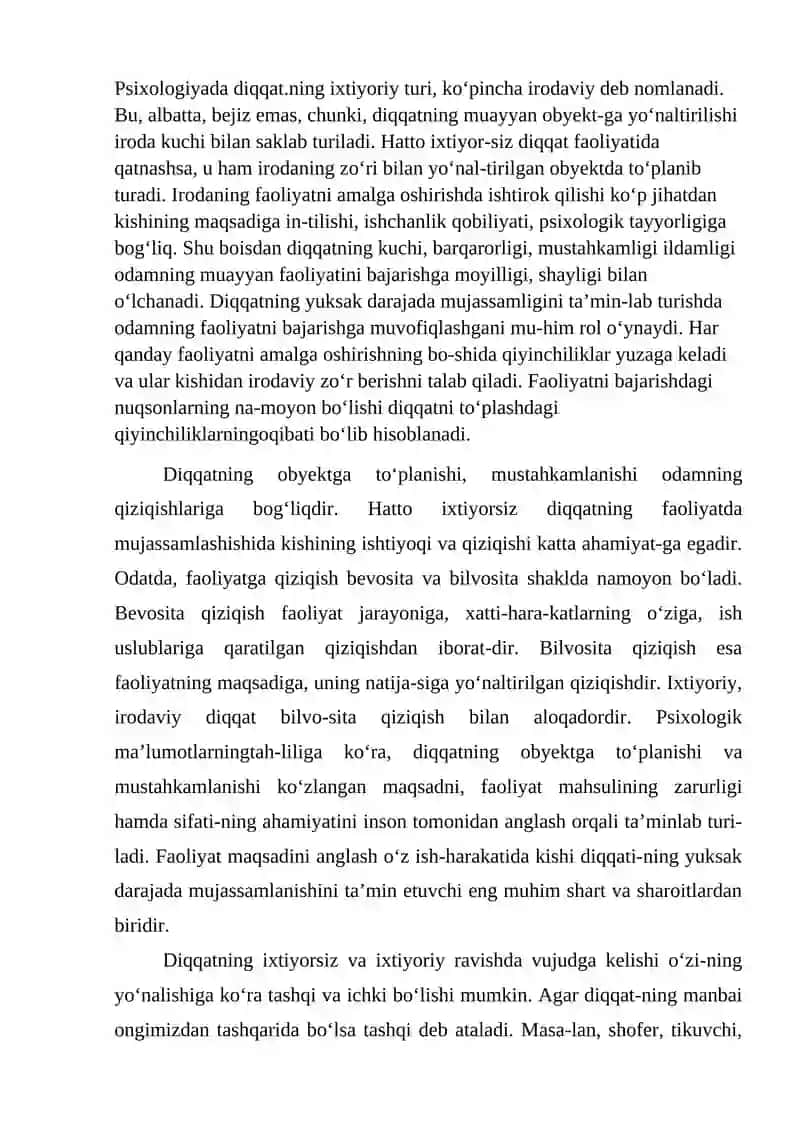 Diqqatning psixofiziologik indikatorlari va mexanizmlar 2