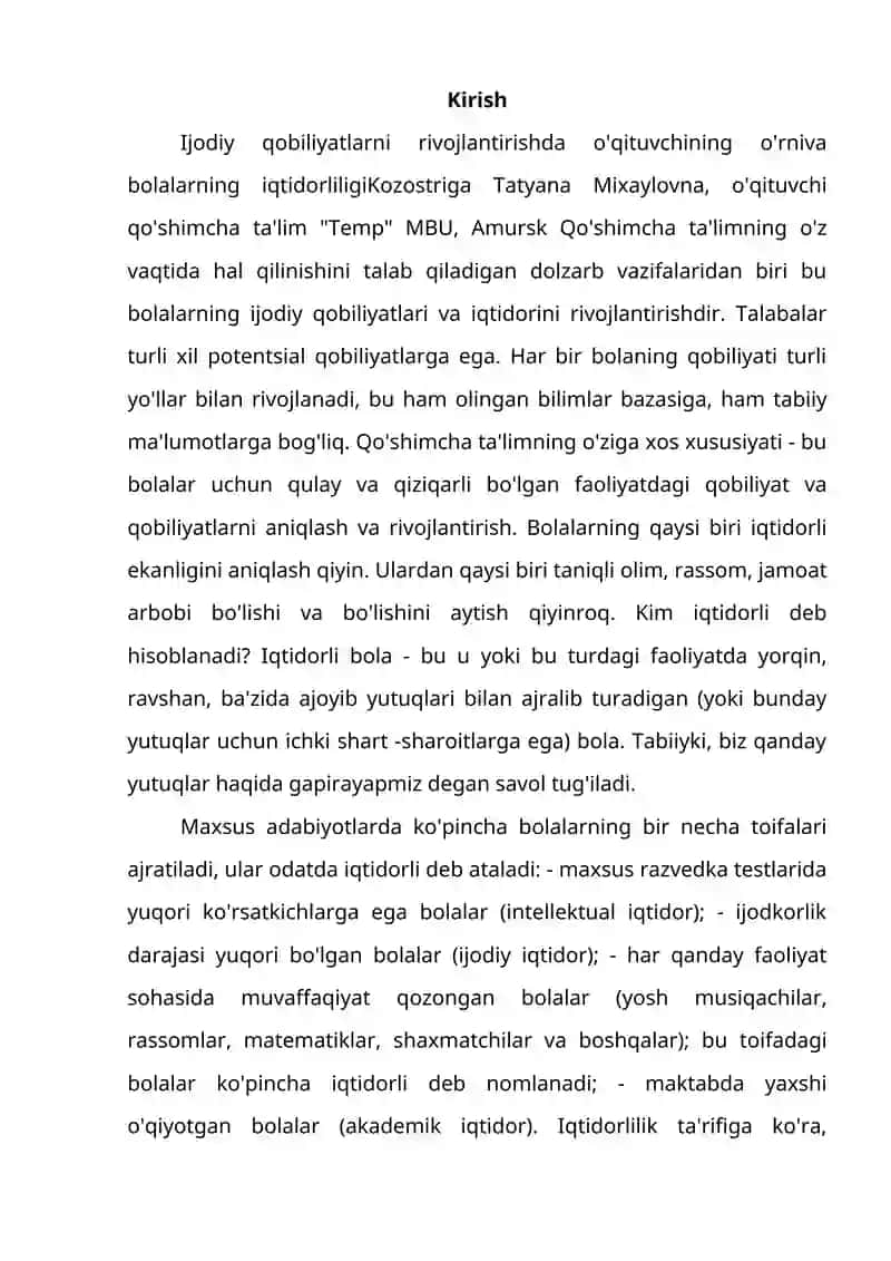 Maktabgacha ta’limda ijodiy ishlarni tashkil qilish va uni boshqarish turlari 2