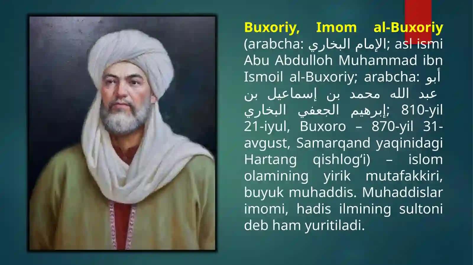 Imomal-Buxoriy va Abu Iso Muhammad at-Termizi ylarning hayoti va ilmiy merosi 2