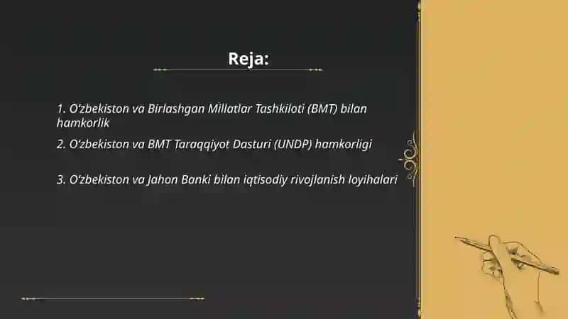 Oʻzbekistonning xalqaro tashkilotlar bilan hamkorlik aloqalari 2