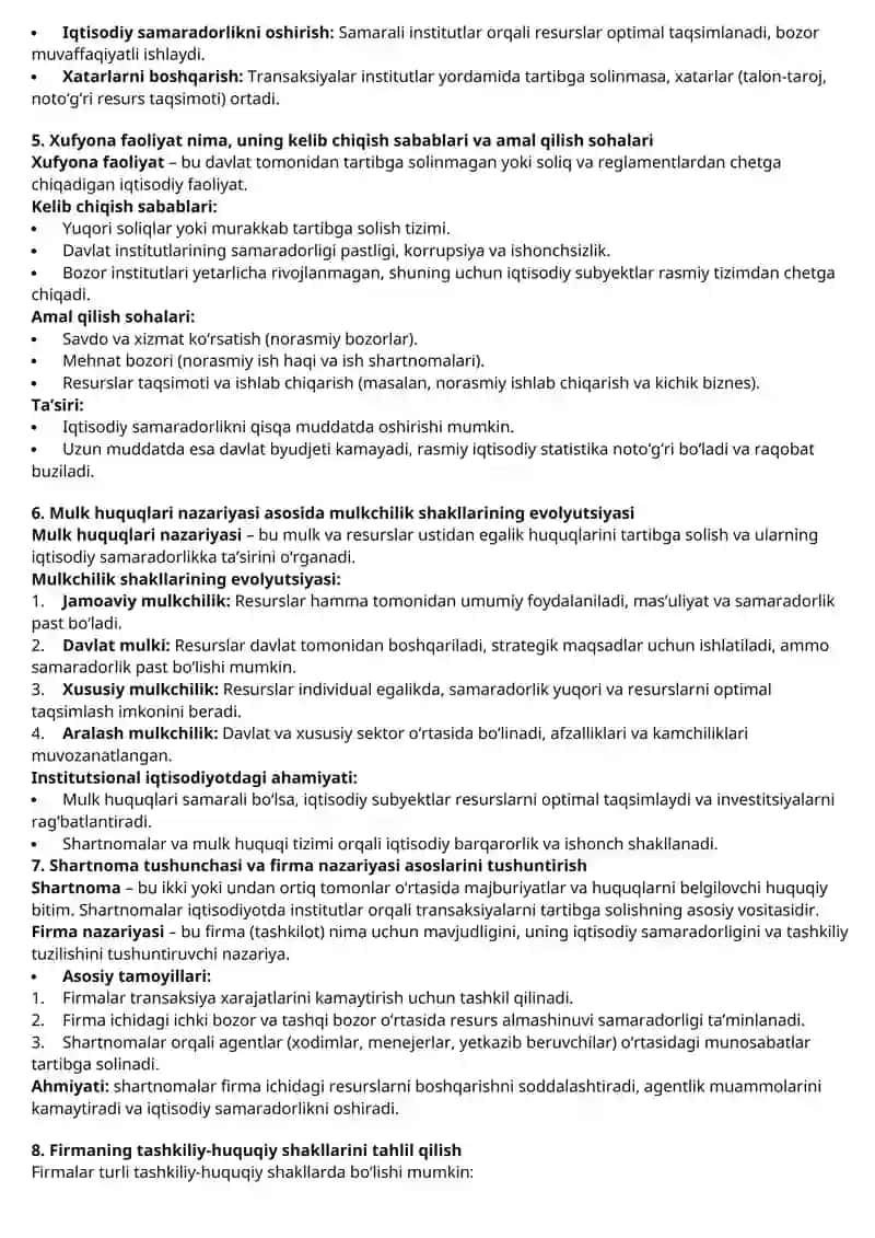Institutsional iqtisodiyotning jamiyat rivojlanishidagi roli 2