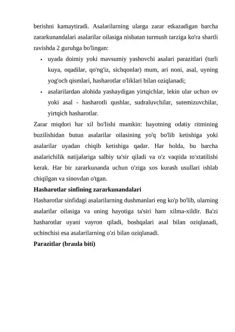 Asalarilarning Uyasi Atrofida Yashovchi Zararkunandalar 2