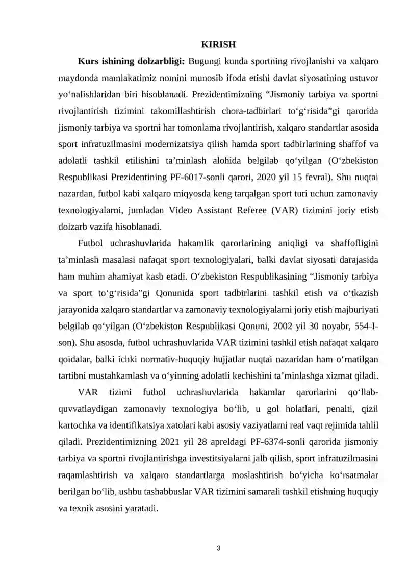 Futbol uchrashuvlarida VAR tizimini tashkil etish 2
