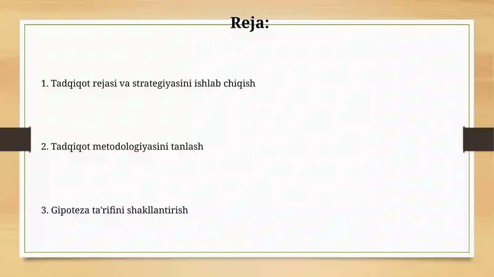 Tayyorgarlik bosqichi: faraz va metodikani aniqlab olish 2