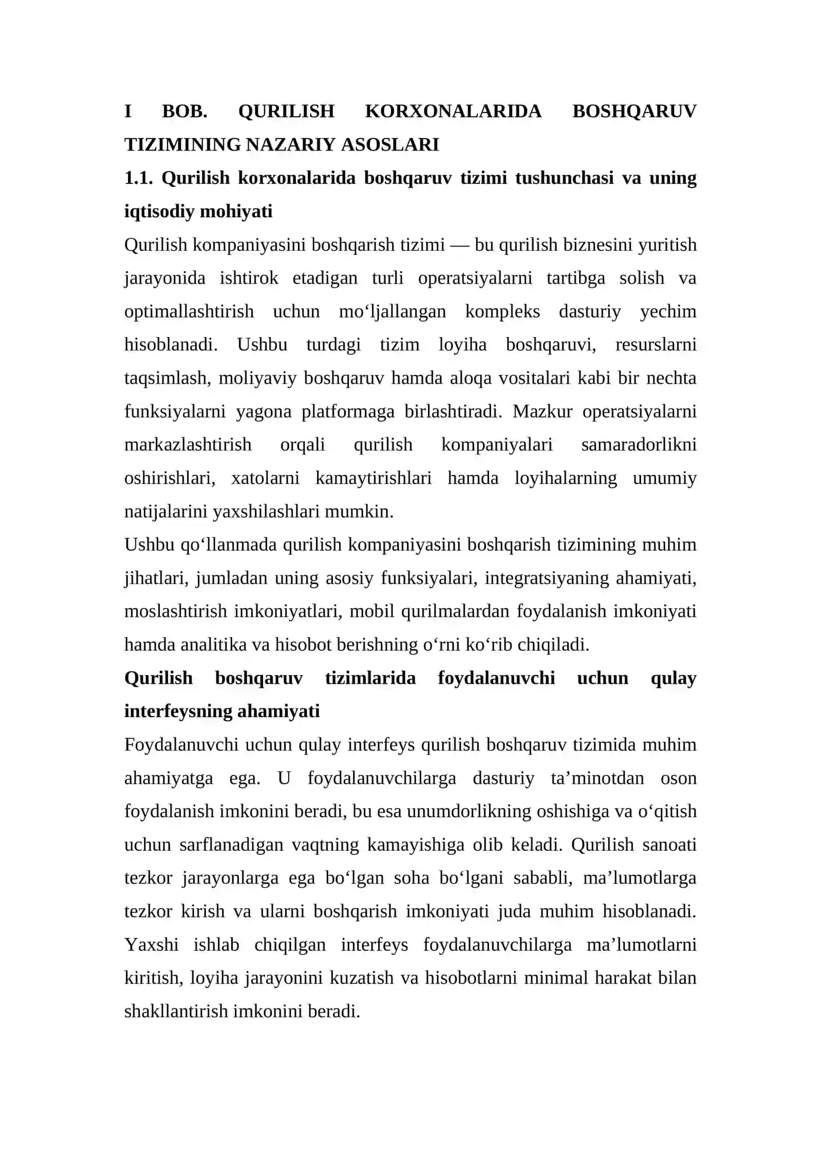 Qurulish korxonasi boshqaruv tizimini takomillashtirish 2