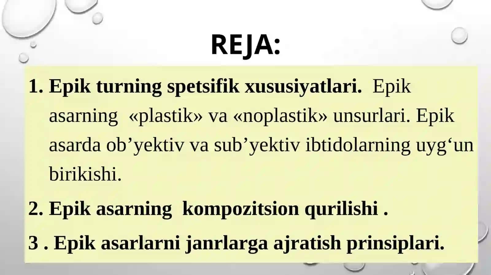 Epik tur va uning janrlari 2